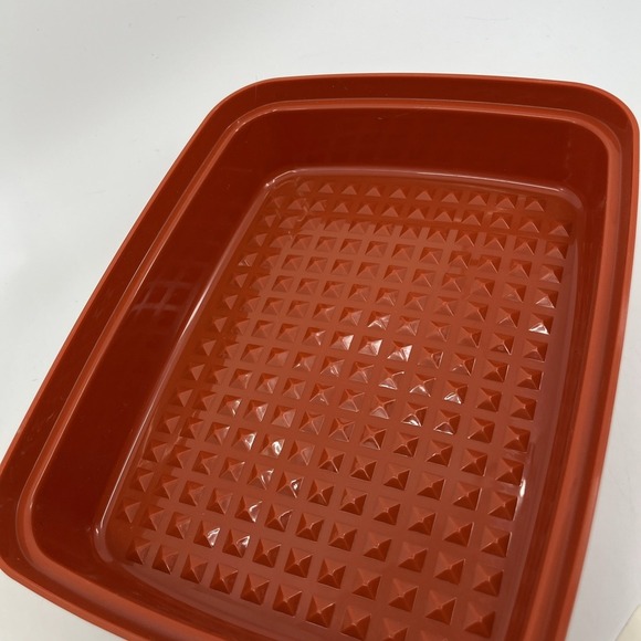 Tupperware Medium Season Serve Container 9x7x3" Orange Red Booklet - Picture 7 of 12